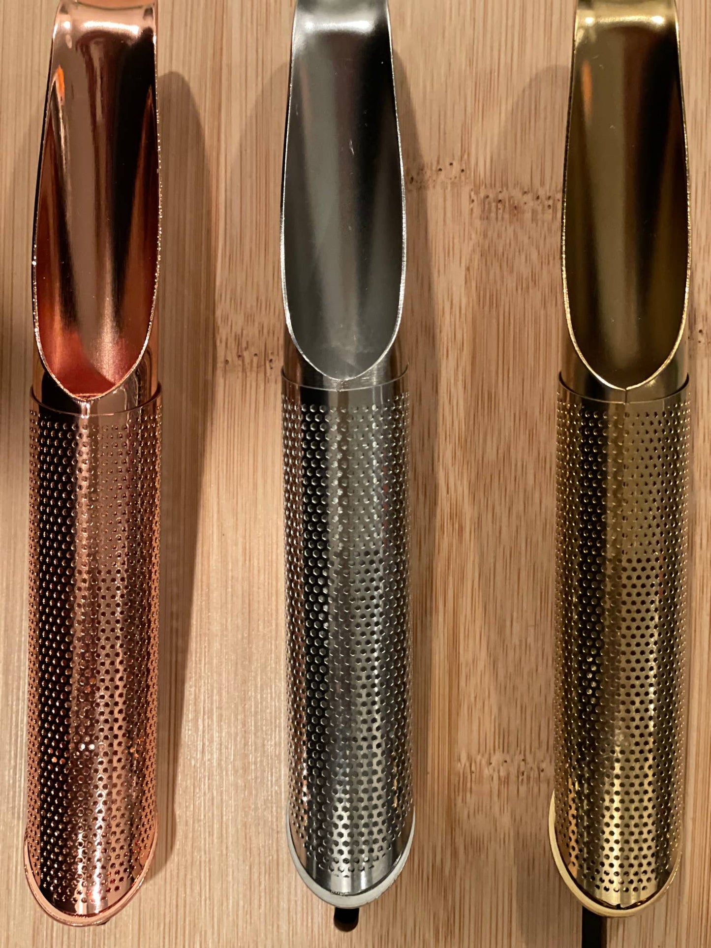 Trishnna Tea - Gold & Rose Gold Tube Mesh Infuser- Sliding - Rose Gold
